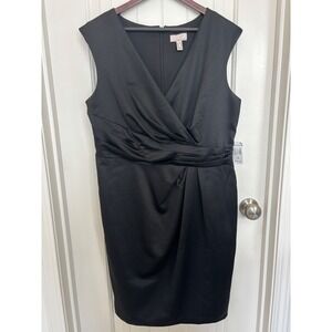 Adrianna Papell Lovely A‎ Line Sleeveless Black Cocktail Dress Size 16
